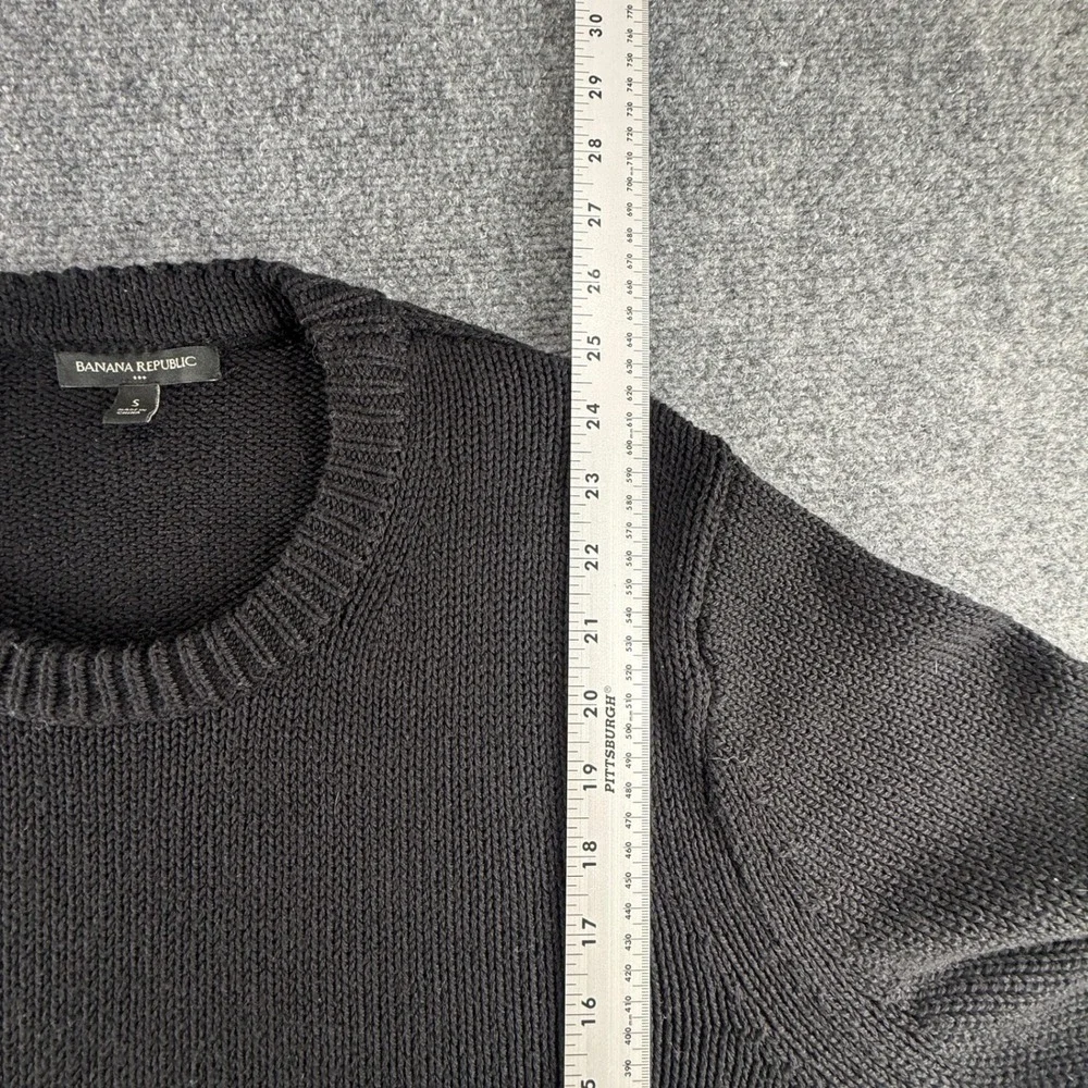 Banana Republic Mens Black Shaker Stitch Crew Neck Sweater Size S Cotton Blend